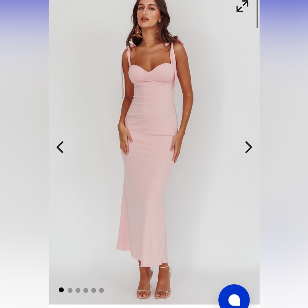 Rose Garden Tied Shoulder Maxi Dress Blush